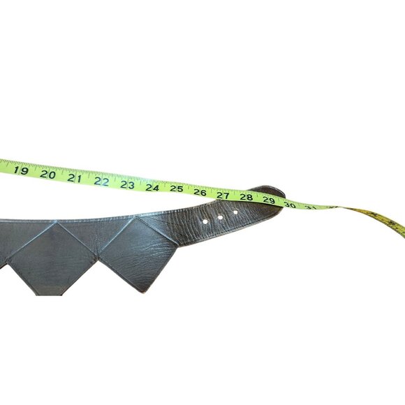 Remi&Reid Vintage Brown Leather Belt Brass Buckle Zigzag Cutout Design Unisex 28 - Picture 8 of 8